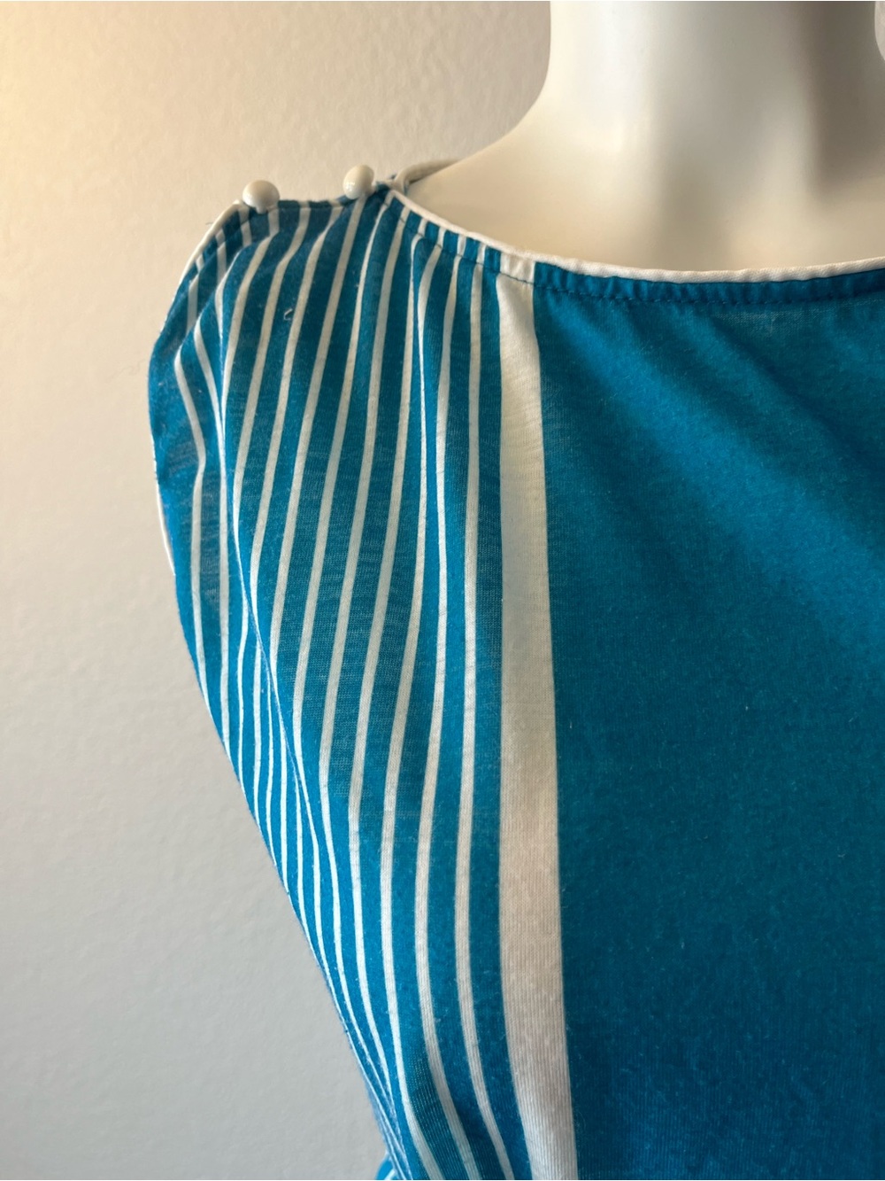 Women’s Teal Stripe Side-Panel Sheath Dress-fun disco style vintage. - Picture 2 of 5